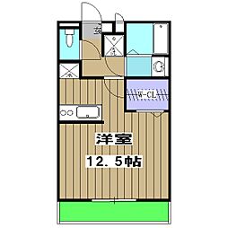 グランドール 2階1Kの間取り