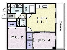 エル　ソレイユ 3階2LDKの間取り