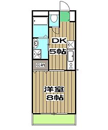 グランチェリー 3階1DKの間取り