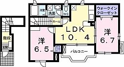 Ｃａｓａかざみどり 2階2LDKの間取り