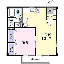 シャルマンＡ 1階1LDKの間取り