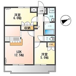 ＬＯＮＧ　ＨＩＬＬＳ（ロング　ヒルズ） 1階2LDKの間取り