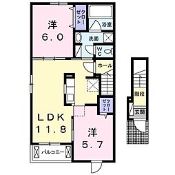 ベルフローラ 2LDKの間取図画像