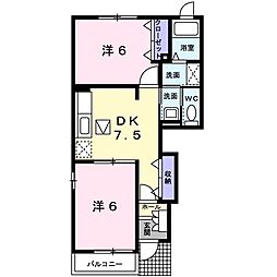 ヴィラ・ソレアード 2DKの間取図画像