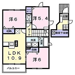 プロムナードI 2階3LDKの間取り