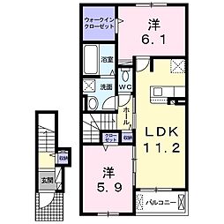 セレーノ　ファースト 2階2LDKの間取り