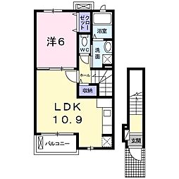 マーク・ピュア 1LDKの間取図画像