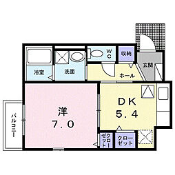クリーム　ローズ 1階1DKの間取り