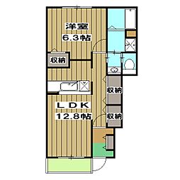 JR山陰本線 園部駅 徒歩23分の賃貸アパート 1階1LDKの間取り
