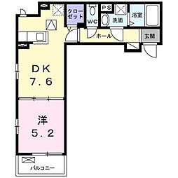 JR奈良線 JR小倉駅 徒歩10分の賃貸アパート 1階1DKの間取り