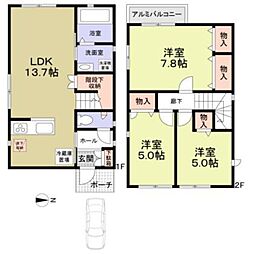 阪急京都本線 西院駅 徒歩6分の賃貸一戸建て 1階3LDKの間取り