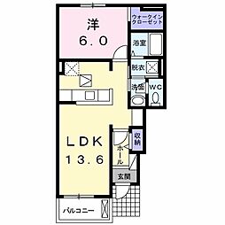 カーサ・アモーレ 1LDKの間取図画像