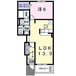 グリーンコート西田3 1LDKの間取図画像