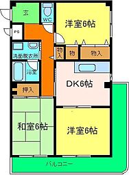 ルミエールマゴジIV 3階3DKの間取り
