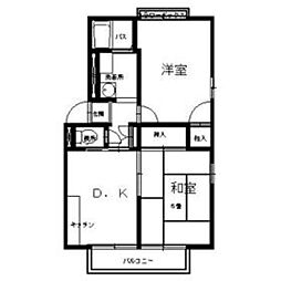 エステートピア上松 2階2DKの間取り