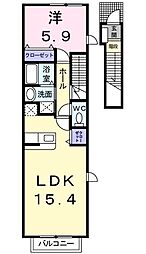 マロングレイス 2階1LDKの間取り