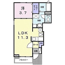 上水南ハウス 1階1LDKの間取り