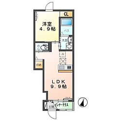高尾崎 NEW TOWN　La・Ｔｅｒｒｅ H 1階1LDKの間取り