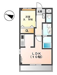 花水木II 1階1LDKの間取り