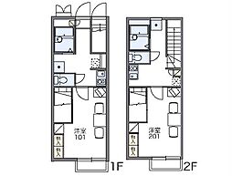 レオパレススミヨシ 2階1Kの間取り