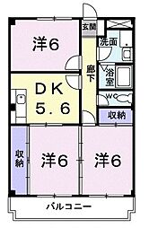 セトグチコーポラス 4階3DKの間取り