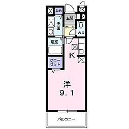 サンパティエコート ワンルームの間取図画像