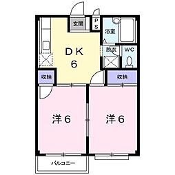 エルディム木村B 2DKの間取図画像