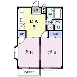 エルディム山 1階2DKの間取り