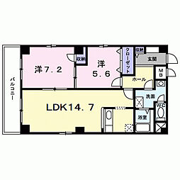 ブルック御池 2階2LDKの間取り
