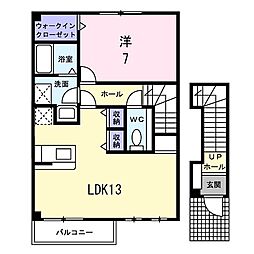 ソレアード左義長 2階1LDKの間取り