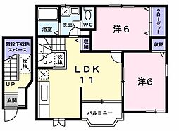 メゾン・グランデ 2階2LDKの間取り