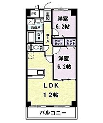 JR東海交通城北線 尾張星の宮駅 徒歩2分の賃貸マンション 2階2LDKの間取り