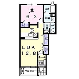 メゾンアモロッソI番館 1階1LDKの間取り