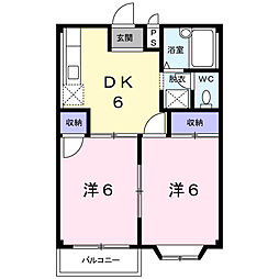 JR両毛線 小俣駅 徒歩27分の賃貸アパート 2階2DKの間取り