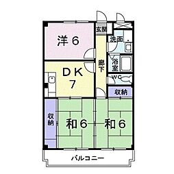 サンマリッヂ 3DKの間取図画像