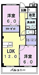 レジダンス・フルール 3階2LDKの間取り