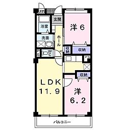パルテールＢ 2階2LDKの間取り