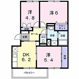 エクセルステージI 3階3DKの間取り