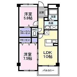 エトワール観音寺 2LDKの間取図画像