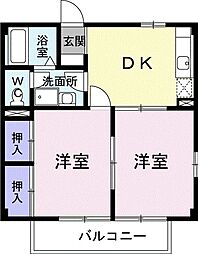 神栄コーポ 2DKの間取図画像