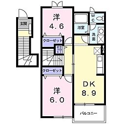 サンローズA 2DKの間取図画像