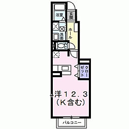 ピュア・レジェンド 1階ワンルームの間取り