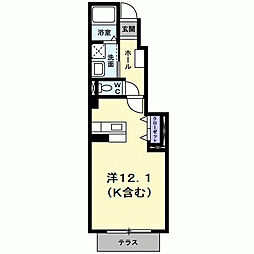 阪急京都本線 桂駅 徒歩18分の賃貸アパート 1階ワンルームの間取り
