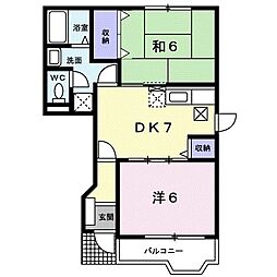 サンライトヴィラ 1階2DKの間取り