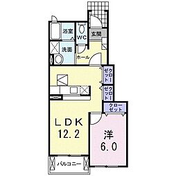 サンライトレジデンスII 1階1LDKの間取り