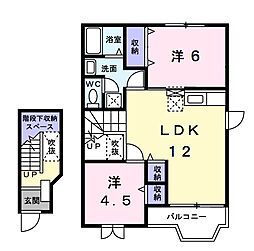 アクア 2階2LDKの間取り
