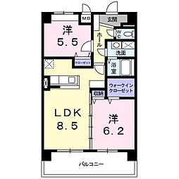 東京メトロ千代田線 北綾瀬駅 徒歩4分の賃貸マンション 5階2LDKの間取り