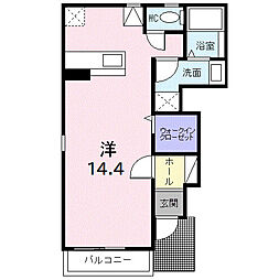 アンソレイエ 1階ワンルームの間取り