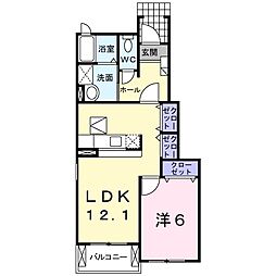 JR常磐線 水戸駅 バス20分 平須団地入口下車 徒歩4分の賃貸アパート 1階1LDKの間取り