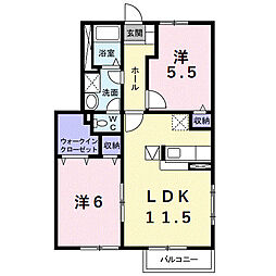 名鉄河和線 住吉町駅 徒歩22分の賃貸アパート 1階2LDKの間取り